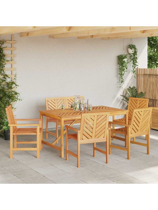 Dārza ēdamgalds 6 pcs brūna 150 x 90 x 74 cm akācijas masīvkoks