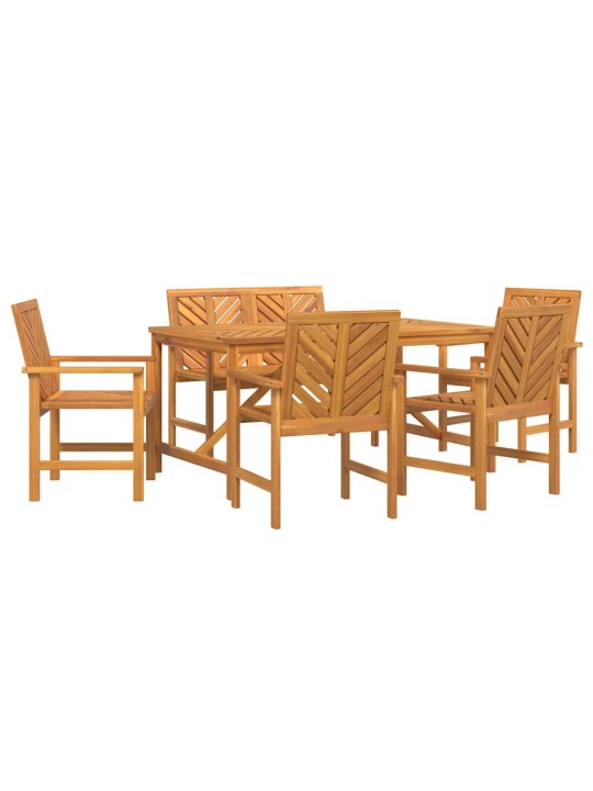 Dārza ēdamgalds 6 pcs brūna 150 x 90 x 74 cm akācijas masīvkoks