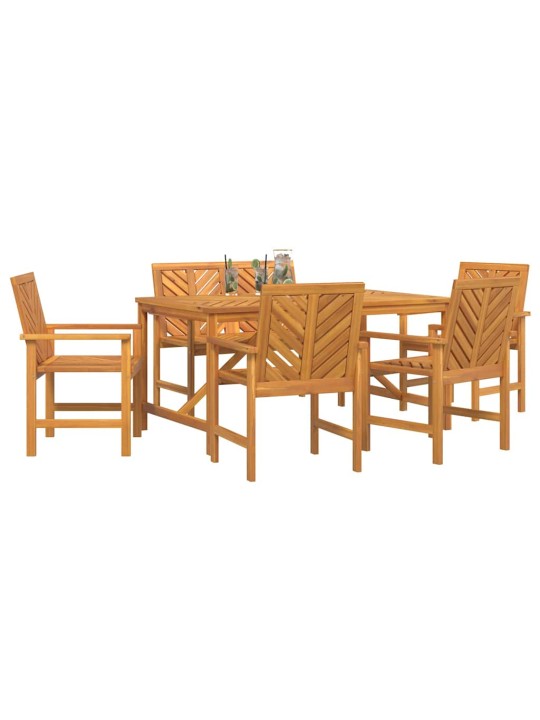 Dārza ēdamgalds 6 pcs brūna 150 x 90 x 74 cm akācijas masīvkoks