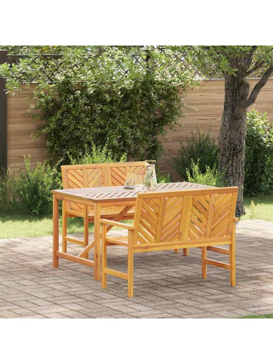 Dārza ēdamgalds 3 pcs brūna 150 x 90 x 74 cm akācijas masīvkoks