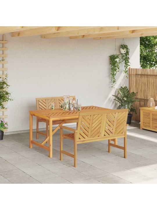 Dārza ēdamgalds 3 pcs brūna 150 x 90 x 74 cm akācijas masīvkoks