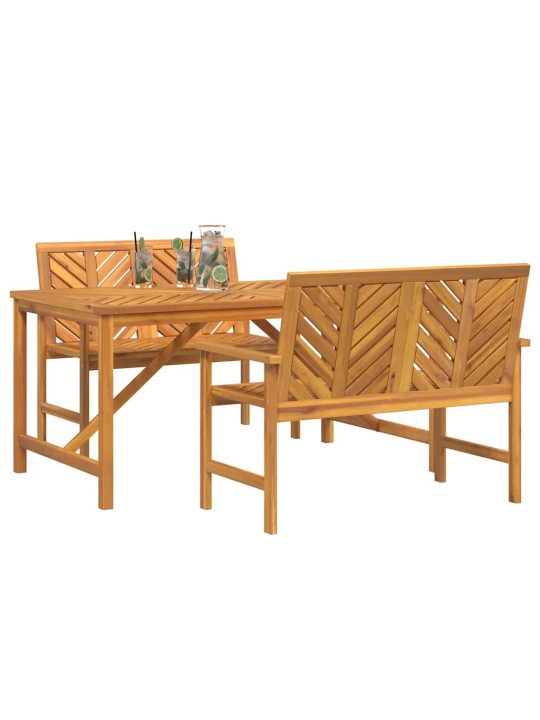 Dārza ēdamgalds 3 pcs brūna 150 x 90 x 74 cm akācijas masīvkoks