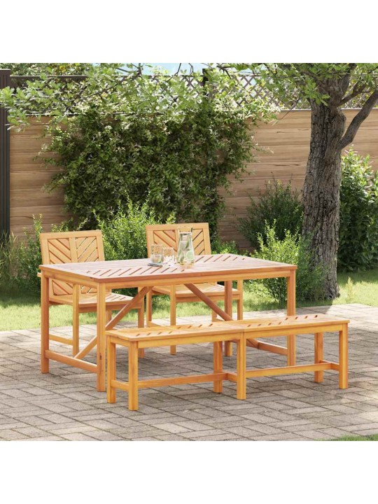 Dārza ēdamgalds 4 pcs brūna 150 x 90 x 74 cm akācijas masīvkoks