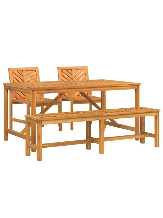 Dārza ēdamgalds 4 pcs brūna 150 x 90 x 74 cm akācijas masīvkoks