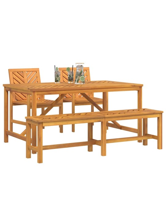 Dārza ēdamgalds 4 pcs brūna 150 x 90 x 74 cm akācijas masīvkoks