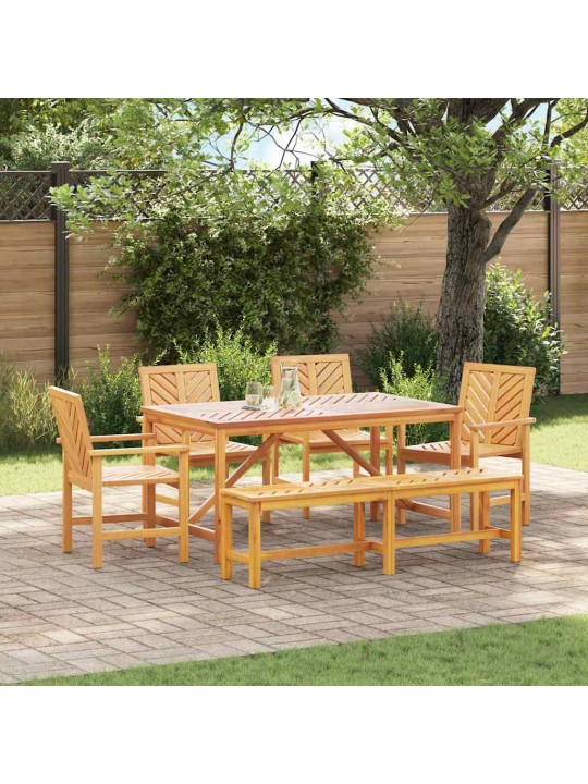 Dārza ēdamgalds 6 pcs brūna 150 x 90 x 74 cm akācijas masīvkoks