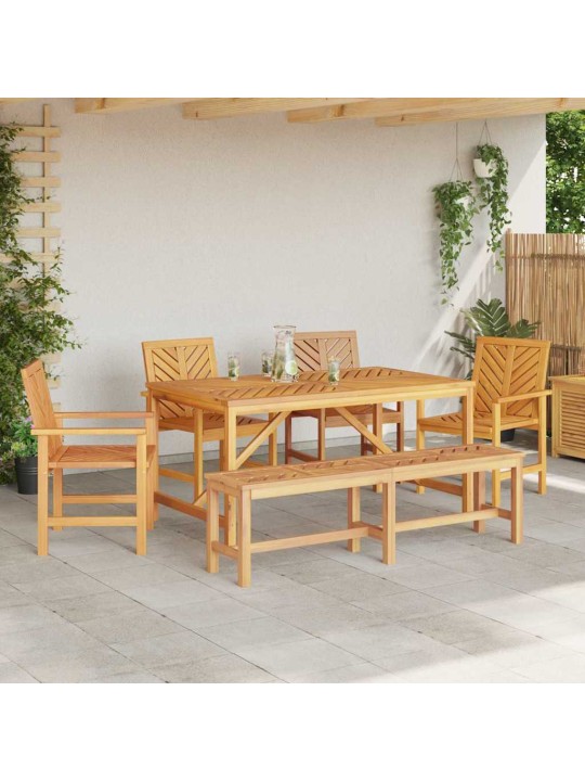 Dārza ēdamgalds 6 pcs brūna 150 x 90 x 74 cm akācijas masīvkoks