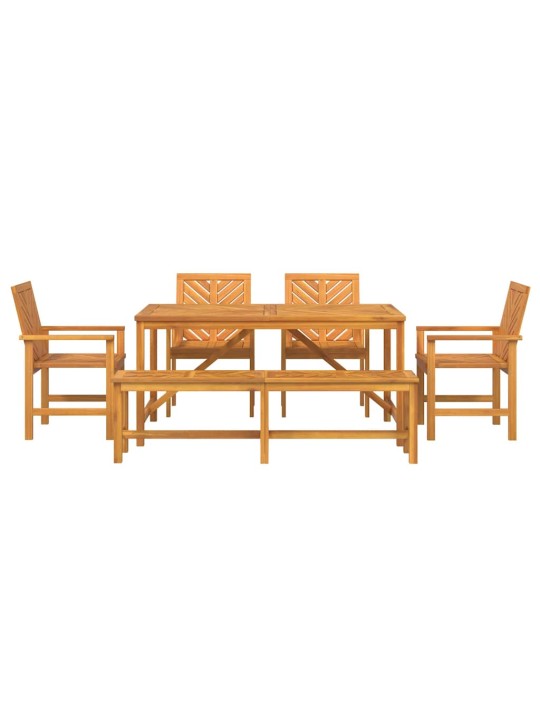 Dārza ēdamgalds 6 pcs brūna 150 x 90 x 74 cm akācijas masīvkoks