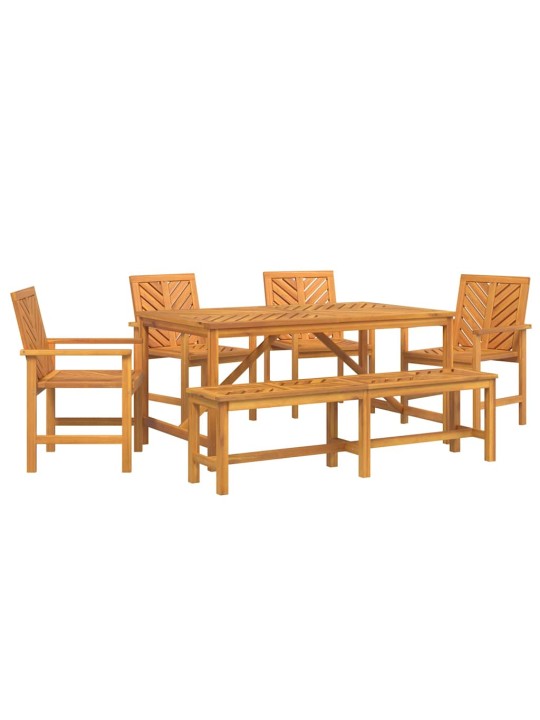 Dārza ēdamgalds 6 pcs brūna 150 x 90 x 74 cm akācijas masīvkoks