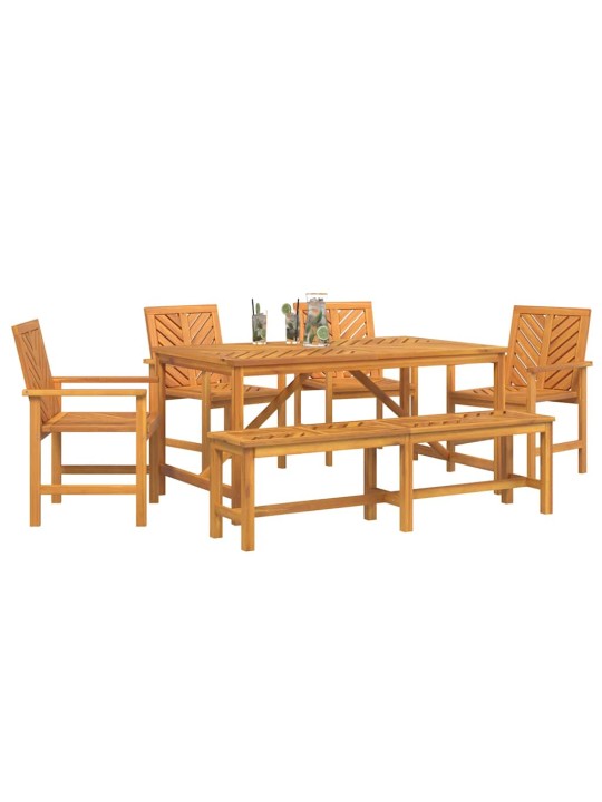 Dārza ēdamgalds 6 pcs brūna 150 x 90 x 74 cm akācijas masīvkoks