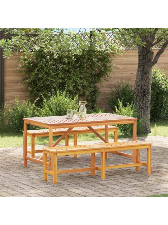 Dārza ēdamgalds 3 pcs brūna 150 x 90 x 74 cm akācijas masīvkoks