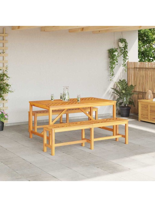 Dārza ēdamgalds 3 pcs brūna 150 x 90 x 74 cm akācijas masīvkoks