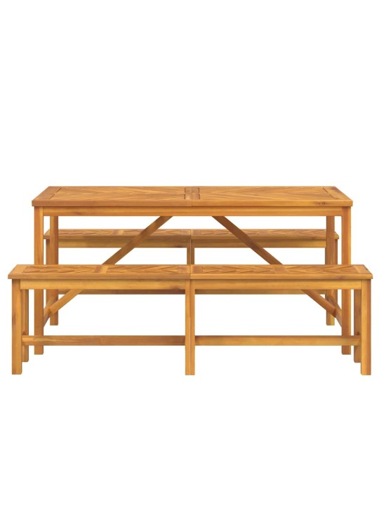 Dārza ēdamgalds 3 pcs brūna 150 x 90 x 74 cm akācijas masīvkoks
