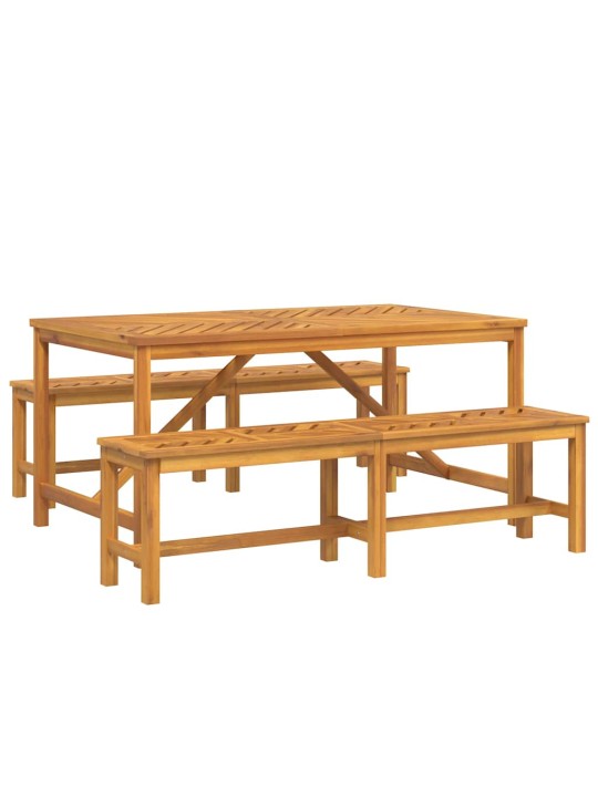 Dārza ēdamgalds 3 pcs brūna 150 x 90 x 74 cm akācijas masīvkoks