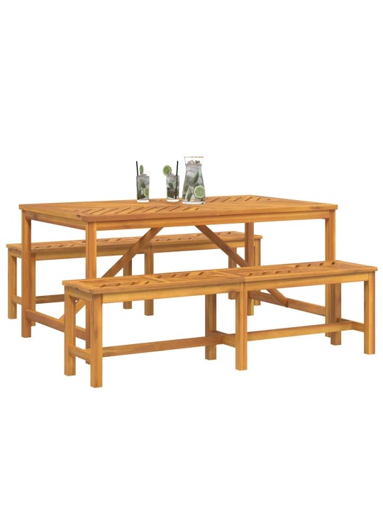 Dārza ēdamgalds 3 pcs brūna 150 x 90 x 74 cm akācijas masīvkoks