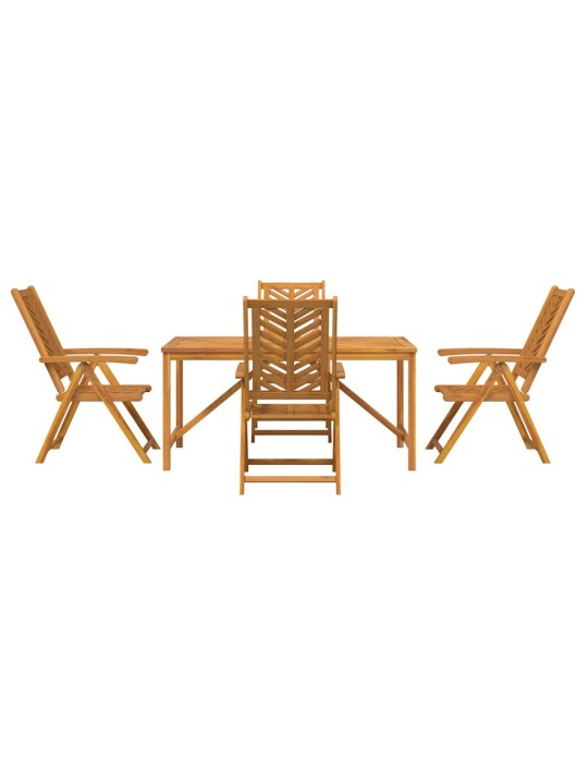 Dārza ēdamgalds 5 pcs brūna 150 x 90 x 74 cm akācijas masīvkoks