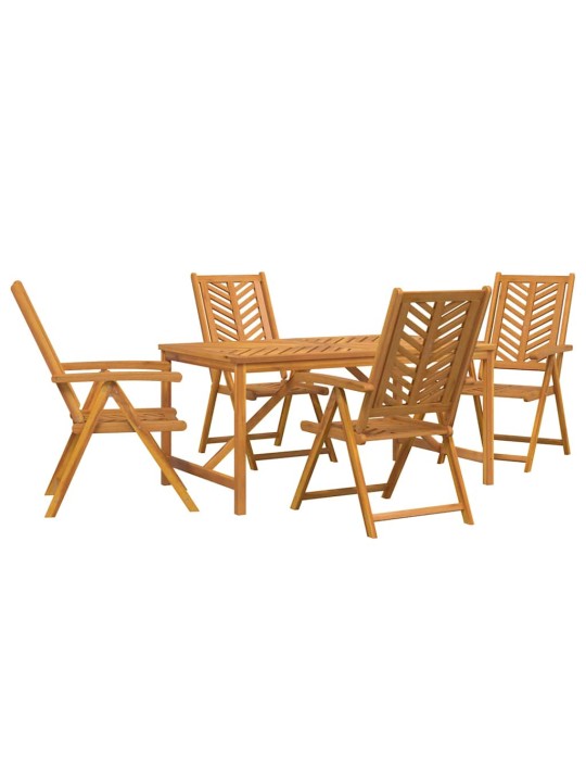 Dārza ēdamgalds 5 pcs brūna 150 x 90 x 74 cm akācijas masīvkoks