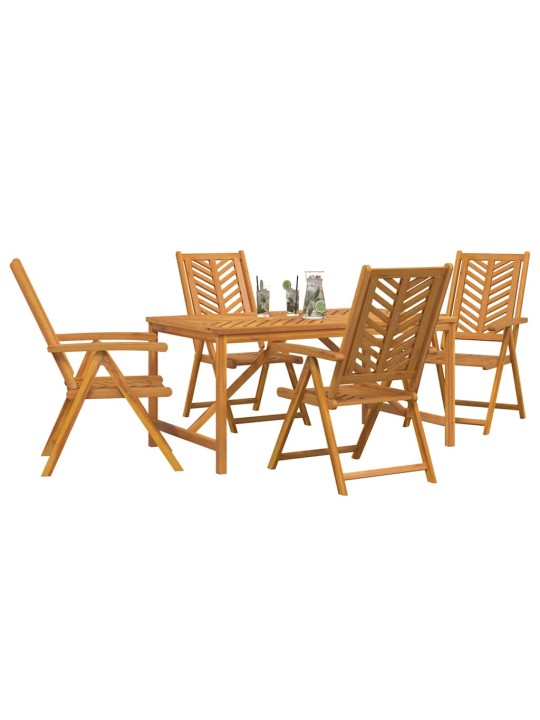 Dārza ēdamgalds 5 pcs brūna 150 x 90 x 74 cm akācijas masīvkoks