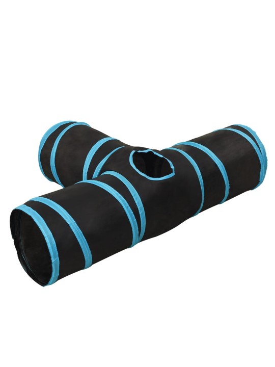 Kaķu tunelis, 3 ejas, melns un zils, 90 cm, poliesters
