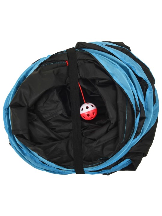 Kaķu tunelis, 3 ejas, melns un zils, 90 cm, poliesters