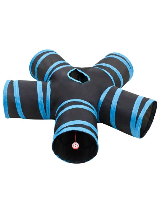 Kaķu tunelis, 5 ejas, melns un zils, 25 cm, poliesters