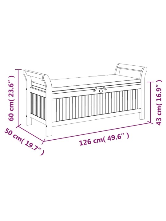 Sols ar glabāšanas nodalījumu, 126 cm, akācijas masīvkoks