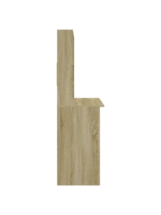 Rakstāmgalds ar plauktiem, ozolkoka krāsā, 102x45x148 cm