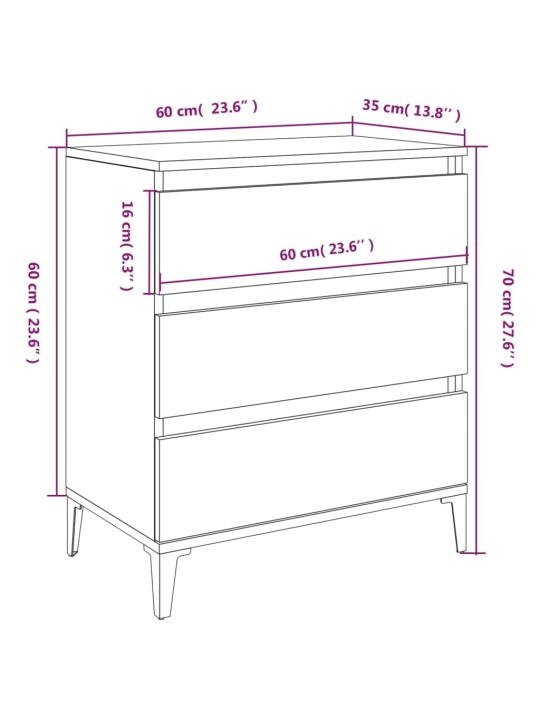 Kumode, melns, 60x35x70 cm, inženierijas koks