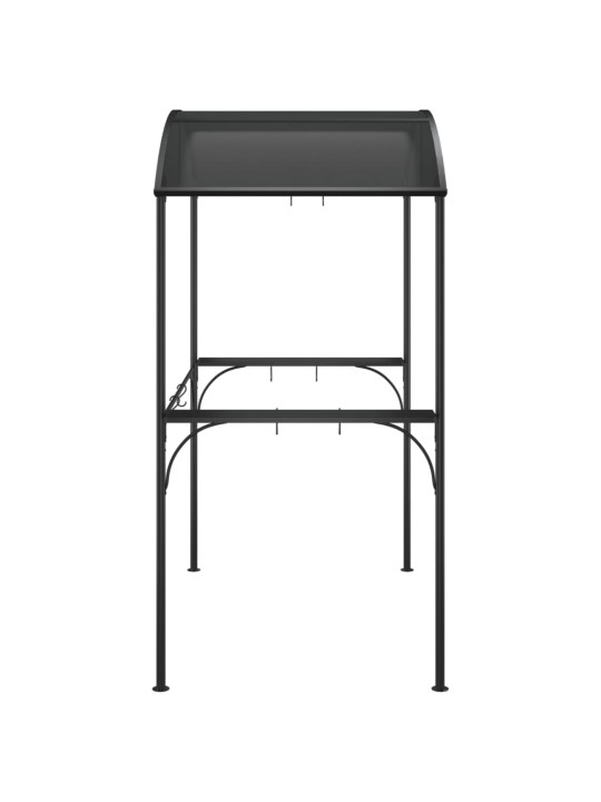 Grila nojume ar sānu plauktiem, 220x115x230 cm, pelēka, tērauds