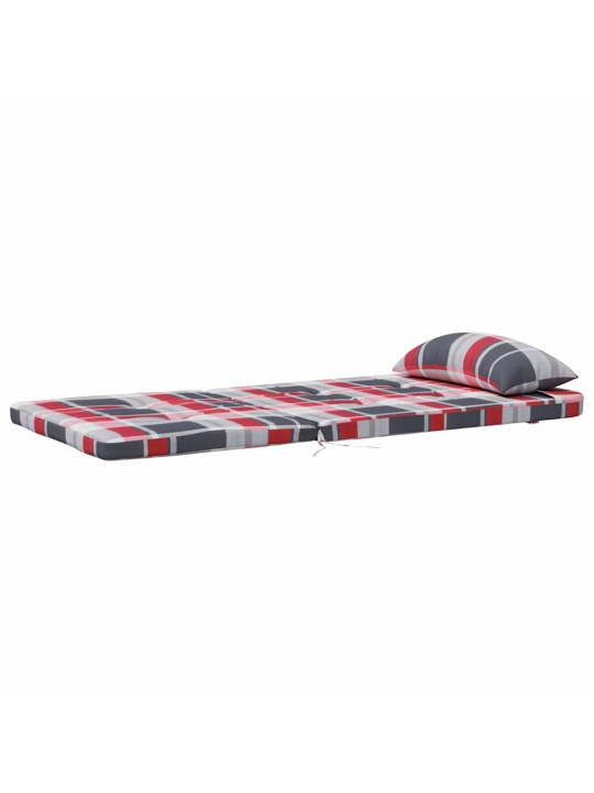 Krēsla spilvens 2 pcs sarkans rūtojums 58 x 77 x 4.5 cm