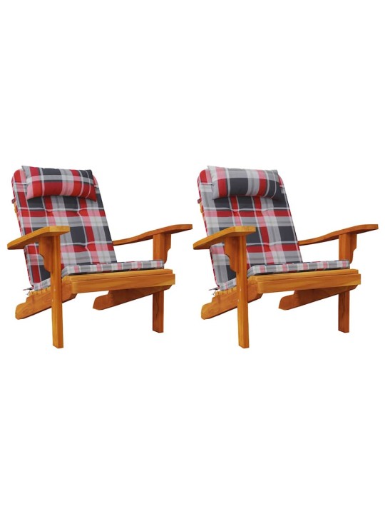 Krēsla spilvens 2 pcs sarkans rūtojums 58 x 77 x 4.5 cm