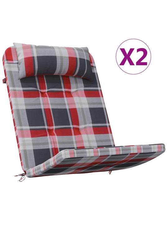 Krēsla spilvens 2 pcs sarkans rūtojums 58 x 77 x 4.5 cm