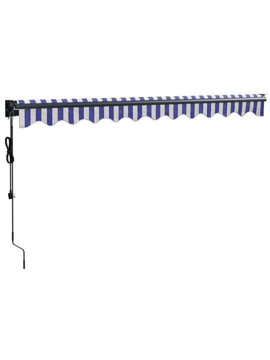 Izvelkama markīze, automātiska, zila, balta, 3,5x2,5 m