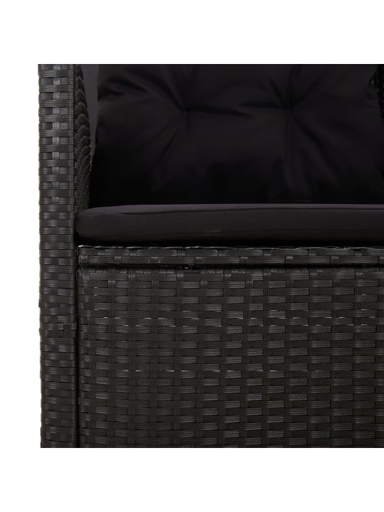 Atgāžams dārza sols ar matračiem, 118 cm, pe rotangpalma, melns