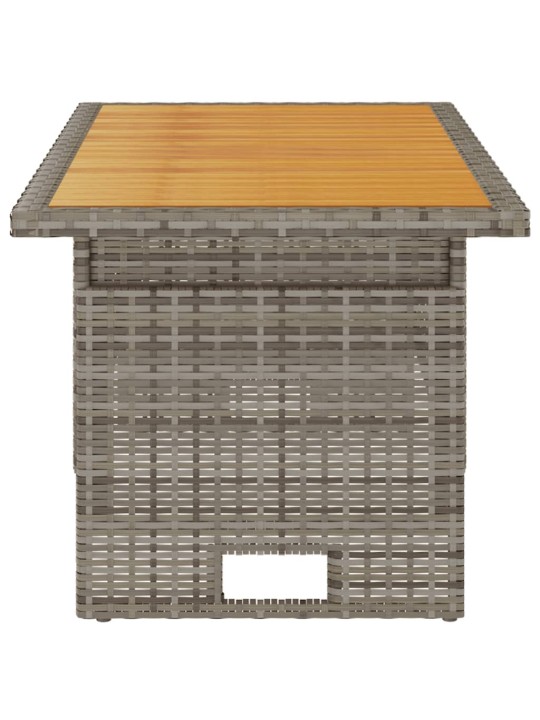 Dārza galds, pelēks, 100x50x43/63 cm, akācija, PE rotangpalma