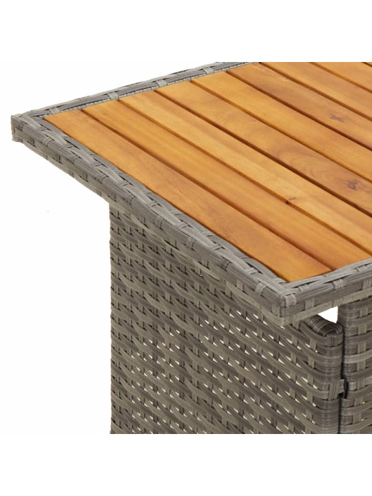 Dārza galds, pelēks, 100x50x43/63 cm, akācija, PE rotangpalma