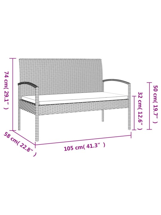 Dārza sols ar matraci, 105 cm, pelēks, pe rotangpalma
