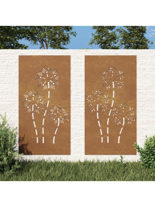 Dārza sienas rotājumi, 2 gab., 105x55 cm, tērauds, rūsas efekts