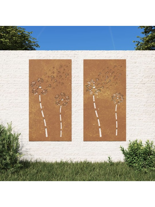 Dārza sienas rotājumi, 2 gab., 105x55 cm, tērauds, rūsas efekts