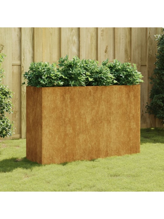 Augstā dārza puķu kaste, 120x40x80 cm, tērauds ar rūsas efektu