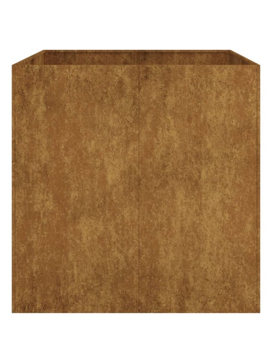 Dārza puķu kaste, 80x80x80 cm, tērauds ar rūsas efektu
