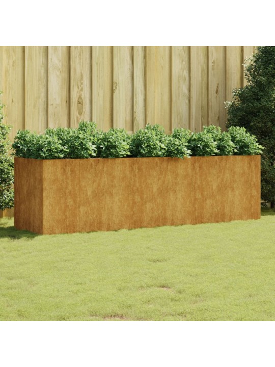 Augstā dārza puķu kaste, 280x80x80 cm, tērauds ar rūsas efektu