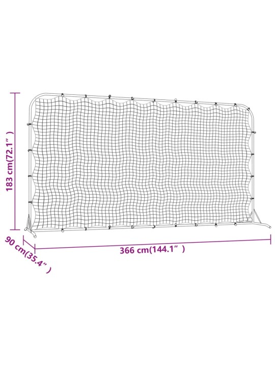 Futbola atsitienu tīkls, melns, 366x90x183 cm, hdpe