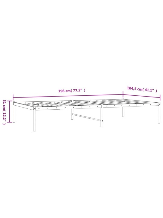 Gultas rāmis, melns metāls, 100x190 cm