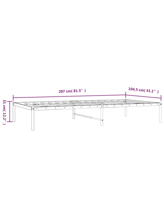 Gultas rāmis, melns metāls, 100x200 cm