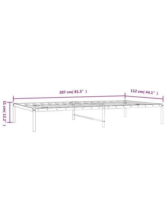 Gultas rāmis, melns metāls, 107x203 cm