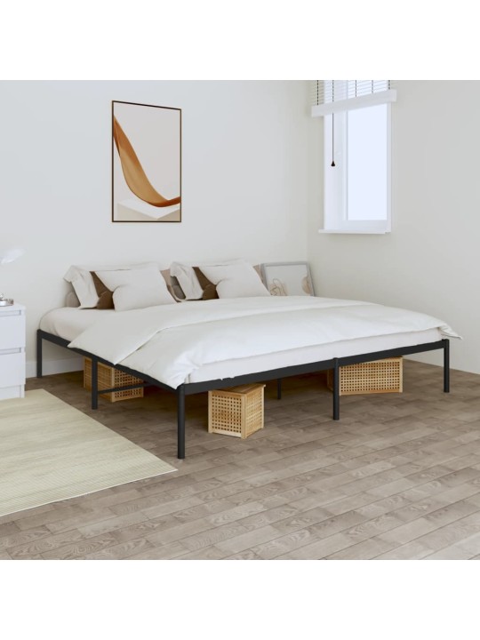 Gultas rāmis, melns metāls, 200x200 cm
