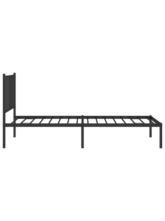 Gultas rāmis ar galvgali, melns metāls, 75x190 cm