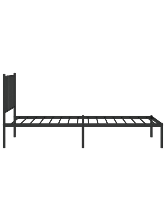 Gultas rāmis ar galvgali, melns metāls, 80x200 cm