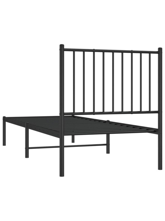 Gultas rāmis ar galvgali, melns metāls, 80x200 cm